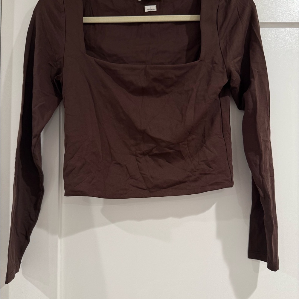 Aritzia Babaton Brown Square Neck Blouse